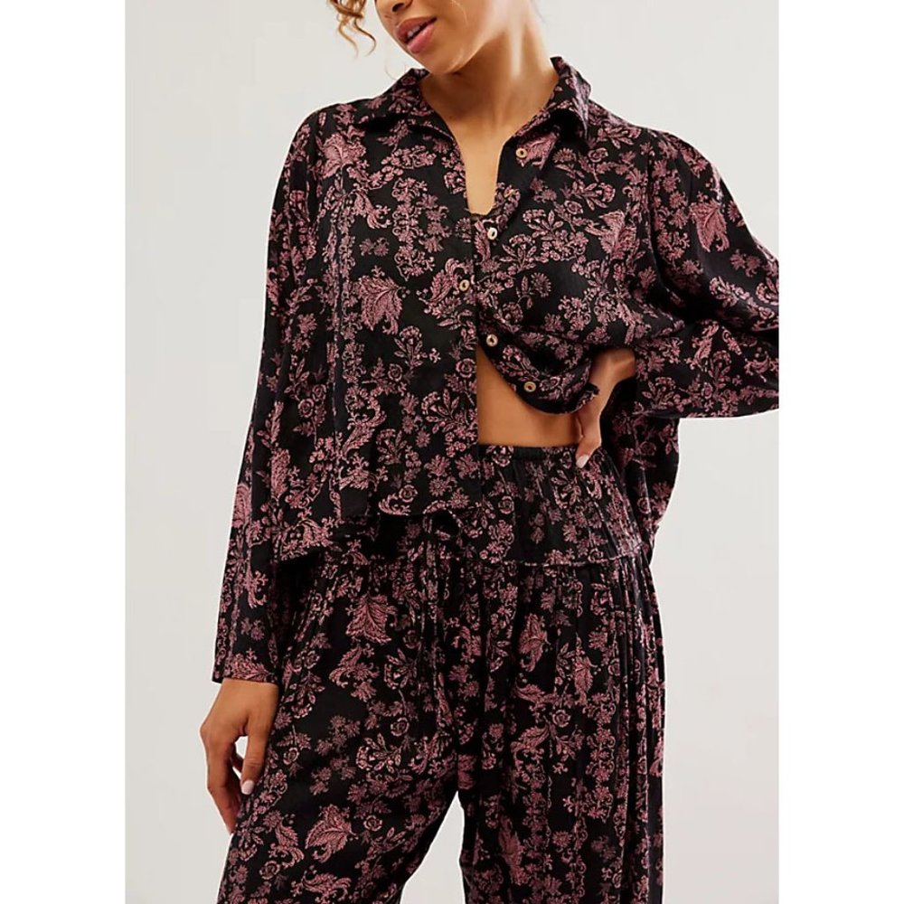 FREE PEOPLE Steady Love PJ Set / Black Combo